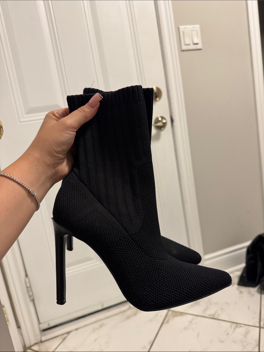Women’s Black Knit Sock Stiletto Boot